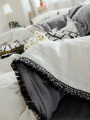 Embroidery<b style="color:White;"><font size="1"> -</font></b>&<b style="color:White;"><font size="1"> -</font></b>Letter Print Tassel Sheet Set