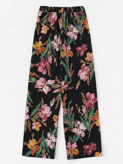 Floral<b style="color:White;"><font size="1"> -</font></b>Print Tie Waist Pants