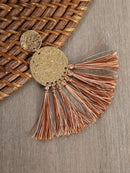 Hammered<b style="color:White;"><font size="1"> -</font></b>Earrings With Tassel Accent