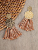 Hammered<b style="color:White;"><font size="1"> -</font></b>Earrings With Tassel Accent