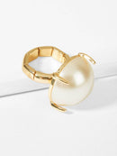 Faux<b style="color:White;"><font size="1"> -</font></b>Pearl Decorated Ring 1pc