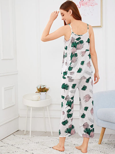 Leaf<b style="color:White;"><font size="1"> -</font></b>Print<b style="color:White;"><font size="1"> -</font></b>Cami<b style="color:White;"><font size="1"> -</font></b>Top & Pants PJ set