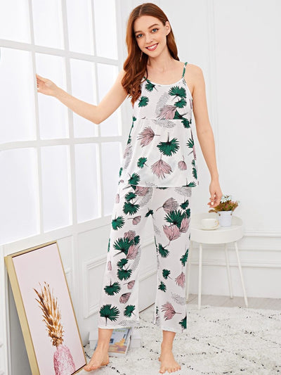 Leaf<b style="color:White;"><font size="1"> -</font></b>Print<b style="color:White;"><font size="1"> -</font></b>Cami<b style="color:White;"><font size="1"> -</font></b>Top & Pants PJ set