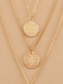 Multi<b style="color:White;"><font size="1"> -</font></b>Layered<b style="color:White;"><font size="1"> -</font></b>Chain Necklace With Coin Pendants