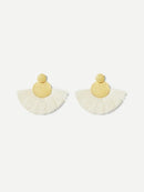 Textured<b style="color:White;"><font size="1"> -</font></b>Round<b style="color:White;"><font size="1"> -</font></b>Fan Drop Earrings 1pair