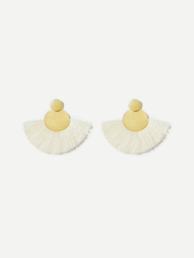 Textured<b style="color:White;"><font size="1"> -</font></b>Round<b style="color:White;"><font size="1"> -</font></b>Fan Drop Earrings 1pair