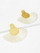 Textured<b style="color:White;"><font size="1"> -</font></b>Round<b style="color:White;"><font size="1"> -</font></b>Fan Drop Earrings 1pair