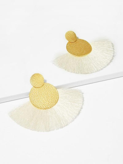 Textured<b style="color:White;"><font size="1"> -</font></b>Round<b style="color:White;"><font size="1"> -</font></b>Fan Drop Earrings 1pair