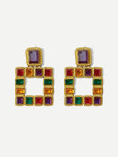 Color<b style="color:White;"><font size="1"> -</font></b>Block<b style="color:White;"><font size="1"> -</font></b>Open Square Drop Earrings 1pair