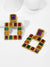 Color<b style="color:White;"><font size="1"> -</font></b>Block<b style="color:White;"><font size="1"> -</font></b>Open Square Drop Earrings 1pair