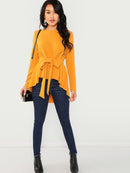 Self<b style="color:White;"><font size="1"> -</font></b>Belted Asymmetrical Hem Top