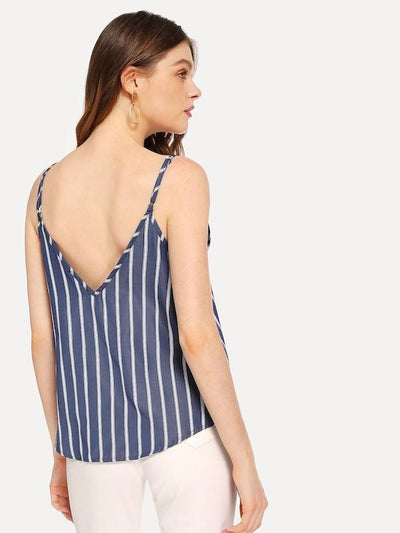 Double<b style="color:White;"><font size="1"> -</font></b>V Striped Cami Top