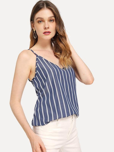 Double<b style="color:White;"><font size="1"> -</font></b>V Striped Cami Top