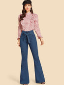 Tie<b style="color:White;"><font size="1"> -</font></b>Waist Flare Leg Jeans