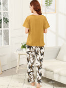 Bamboo<b style="color:White;"><font size="1"> -</font></b>Leaf<b style="color:White;"><font size="1"> -</font></b>Print Letter Pajama Set