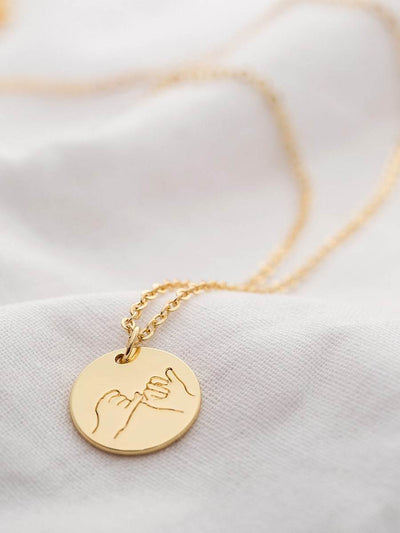 Hand<b style="color:White;"><font size="1"> -</font></b>Engraved Round Pendant Necklace