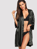 Solid<b style="color:White;"><font size="1"> -</font></b>Self Belted Robe