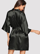 Solid<b style="color:White;"><font size="1"> -</font></b>Self Belted Robe