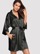 Solid<b style="color:White;"><font size="1"> -</font></b>Self Belted Robe