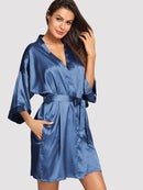 Solid<b style="color:White;"><font size="1"> -</font></b>Self Belted Robe