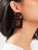 Color<b style="color:White;"><font size="1"> -</font></b>Block<b style="color:White;"><font size="1"> -</font></b>Open Square Drop Earrings 1pair