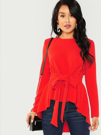 Self<b style="color:White;"><font size="1"> -</font></b>Belted Asymmetrical Hem Top