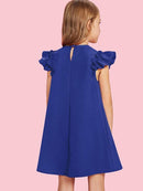 Girls<b style="color:White;"><font size="1"> -</font></b>Ruffle Armhole Trapeze Dress