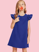 Girls<b style="color:White;"><font size="1"> -</font></b>Ruffle Armhole Trapeze Dress