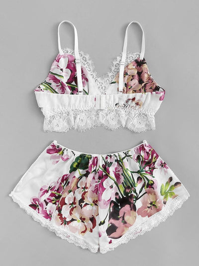 Contrast<b style="color:White;"><font size="1"> -</font></b>Lace Floral Lingerie Set