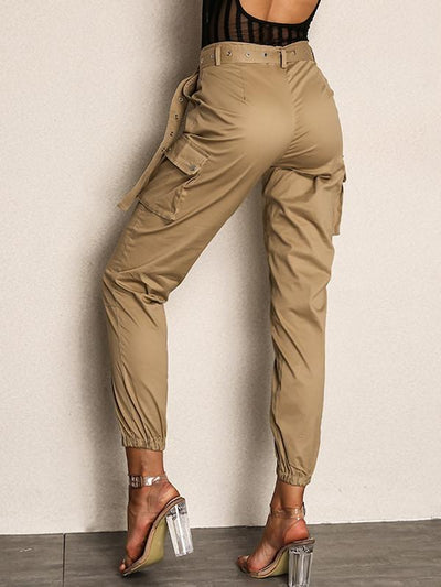 Pocket<b style="color:White;"><font size="1"> -</font></b>Side<b style="color:White;"><font size="1"> -</font></b>Elastic Hem Belted Utility Pants