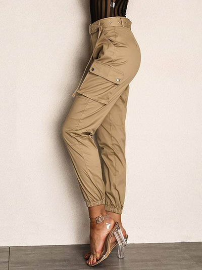 Pocket<b style="color:White;"><font size="1"> -</font></b>Side<b style="color:White;"><font size="1"> -</font></b>Elastic Hem Belted Utility Pants