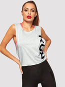 Floral<b style="color:White;"><font size="1"> -</font></b>Letter Print Raw Cut Tank Top