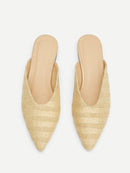 Straw<b style="color:White;"><font size="1"> -</font></b>Detail<b style="color:White;"><font size="1"> -</font></b>Pointed Toe Flat Mules