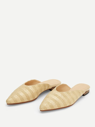 Straw<b style="color:White;"><font size="1"> -</font></b>Detail<b style="color:White;"><font size="1"> -</font></b>Pointed Toe Flat Mules