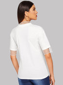 Contrast<b style="color:White;"><font size="1"> -</font></b>Mesh Letter Print Tee