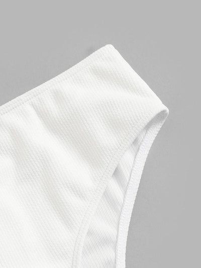 Ribbed<b style="color:White;"><font size="1"> -</font></b>One<b style="color:White;"><font size="1"> -</font></b>Shoulder<b style="color:White;"><font size="1"> -</font></b>Top With High Waist Bikini