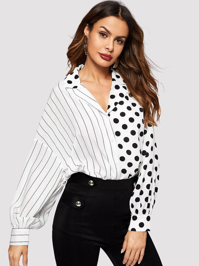 Mixed<b style="color:White;"><font size="1"> -</font></b>Print Dolman Sleeve Blouse