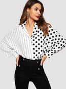 Mixed<b style="color:White;"><font size="1"> -</font></b>Print Dolman Sleeve Blouse