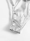 Metallic<b style="color:White;"><font size="1"> -</font></b>Asymmetrical<b style="color:White;"><font size="1"> -</font></b>Top With Hipster Bikini Set