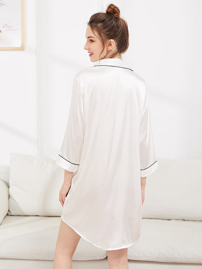 Contrast<b style="color:White;"><font size="1"> -</font></b>Binding Satin Shirt Dress