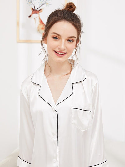 Contrast<b style="color:White;"><font size="1"> -</font></b>Binding Satin Shirt Dress