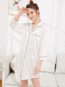 Contrast<b style="color:White;"><font size="1"> -</font></b>Binding Satin Shirt Dress