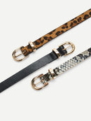 Mix<b style="color:White;"><font size="1"> -</font></b>Pattern<b style="color:White;"><font size="1"> -</font></b>Metal Buckle Skinny Belt 3pack