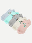 Bird<b style="color:White;"><font size="1"> -</font></b>Pattern Ankle Socks 5Pairs