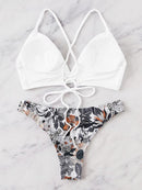 Random<b style="color:White;"><font size="1"> -</font></b>Floral<b style="color:White;"><font size="1"> -</font></b>Braided Strap Crisscross Bikini Set