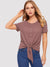 Button<b style="color:White;"><font size="1"> -</font></b>Front<b style="color:White;"><font size="1"> -</font></b>Knot Hem Waffle Knit Tee