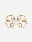 Hollow<b style="color:White;"><font size="1"> -</font></b>Face<b style="color:White;"><font size="1"> -</font></b>Shaped Stud Earrings 1pair