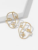 Hollow<b style="color:White;"><font size="1"> -</font></b>Face<b style="color:White;"><font size="1"> -</font></b>Shaped Stud Earrings 1pair