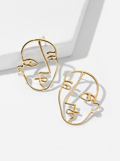 Hollow<b style="color:White;"><font size="1"> -</font></b>Face<b style="color:White;"><font size="1"> -</font></b>Shaped Stud Earrings 1pair