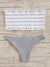 Striped<b style="color:White;"><font size="1"> -</font></b>Smocked<b style="color:White;"><font size="1"> -</font></b>Bandeau With Hipster Bikini Set